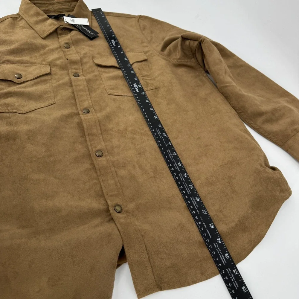 Banana Republic Mens Vegan Suede Shirt Jacket Camel Brown Standard Fit Large NWT